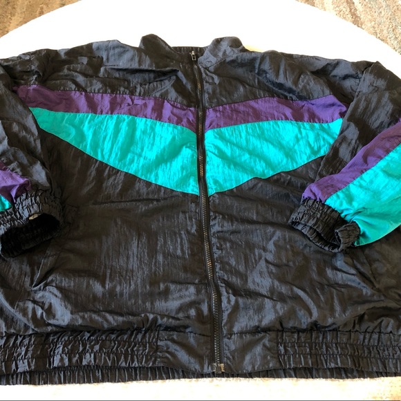Retro Active Wear NYLON TRACK SUIT Wind Breaker Zip up Jacket Size L. - Picture 3 of 8